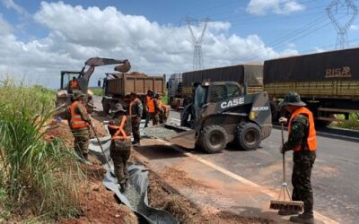 Engenharia do Exército inicia obras de drenagem na BR-135, no MA